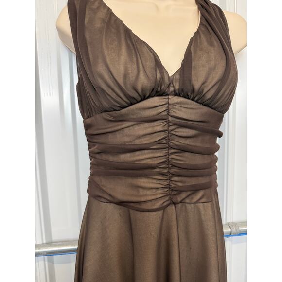 Connected Apparel Ruched Knee Length Mesh‎ Overlay Dress Goth Y2K 6P - Picture 1 of 15